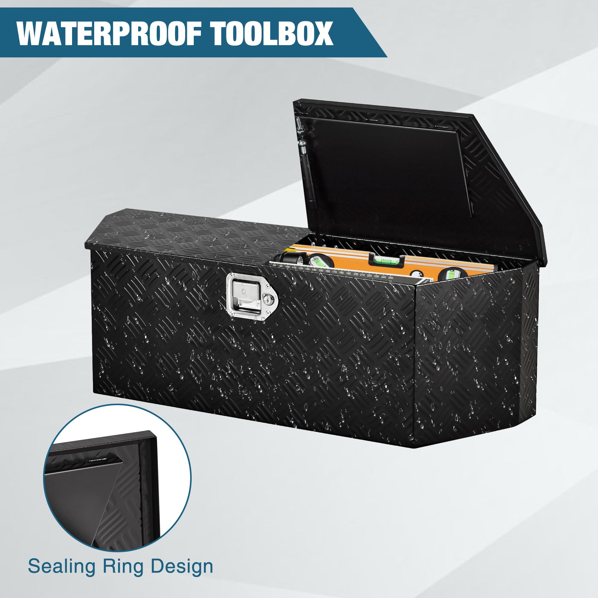 36'' Steel Trailer Tongue Box, 36"x12"x12" Heavy Duty Storage With Lock and Keys, Utility Truck Tool Box Storage Organizer, Tool Chest for Pickup Truck Bed, RV