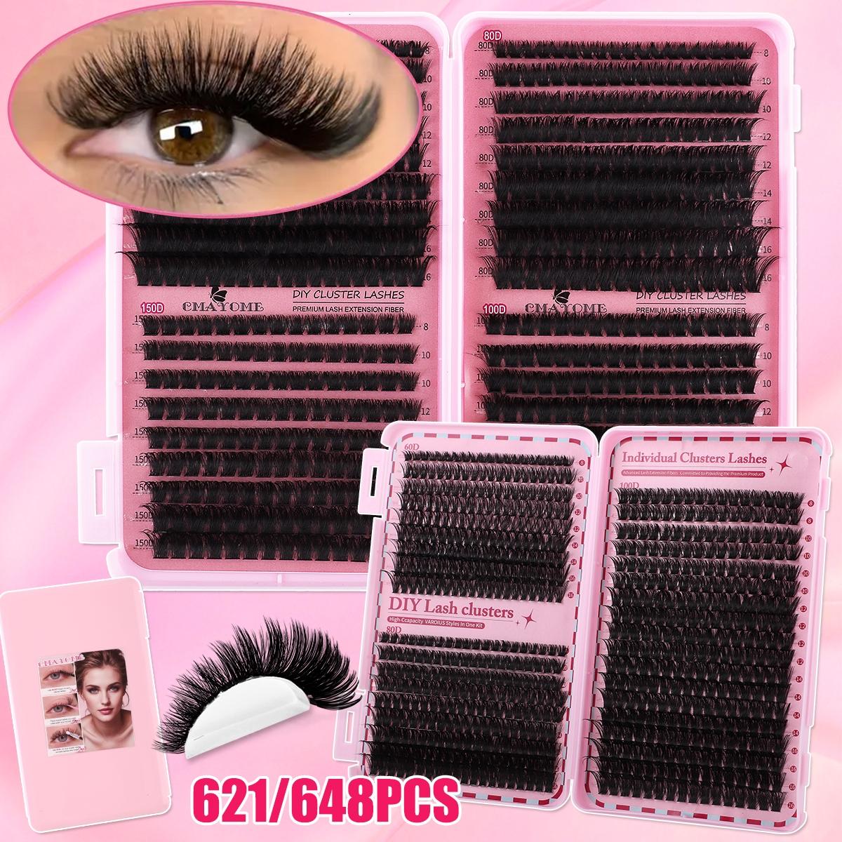 Slender and Soft False Eyelashes, DIY Volume Eyelashes, Multi-Functional Eyelash Book 60D–150D with Mixed Natural Thick Eyelash Clusters Extensions (8mm–16mm), D Curl Lashes for Daily Makeup, Charming Eyes, Beginner-Friendly Reusable #GLOBAL PICKS