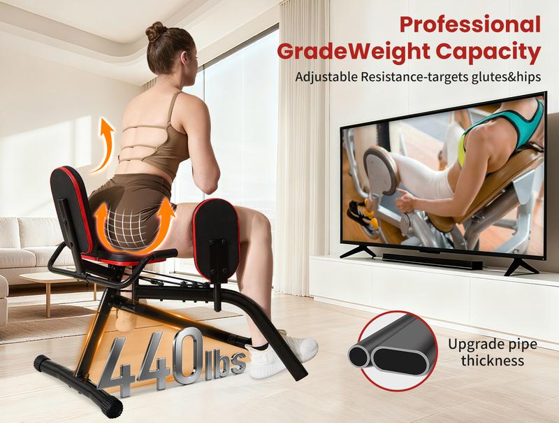 HXD-ERGO Hip Abductor Machine for Home Gym, 4-Level Glute Machine & Thigh Workout Equipment, Booty Builder with Plush Padding, Compact Leg Exercise Euipment for Women & Men