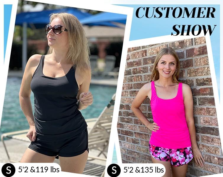 Yonique Tankini Swimsuits with Shorts - Two Piece Swimsuits Tummy Control Bathing Suits with Pockets