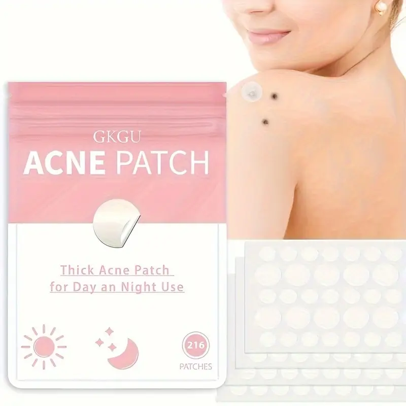 216 pcs acne patch, covering acne and blemishes, covering blemish spots, light beige spot acne patch, and concealer the daytime face, Acne Pimple Patch, Blemish Patches