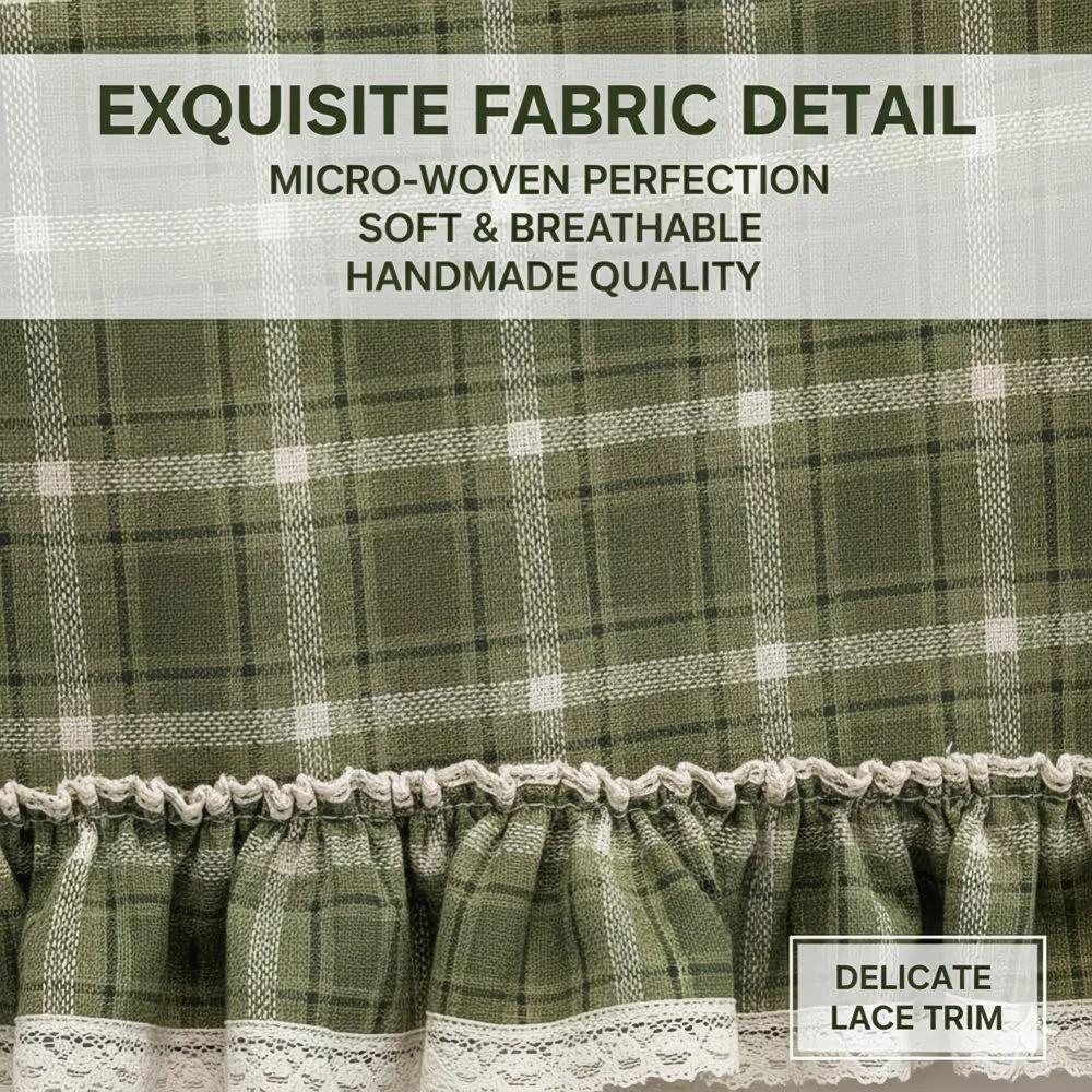 Handmade Kitchen Apron Curtain, Tie-Top Design, Heat Resistant, Easy Installation, Farmhouse Style, Covers Oven, Dishwasher, Washer