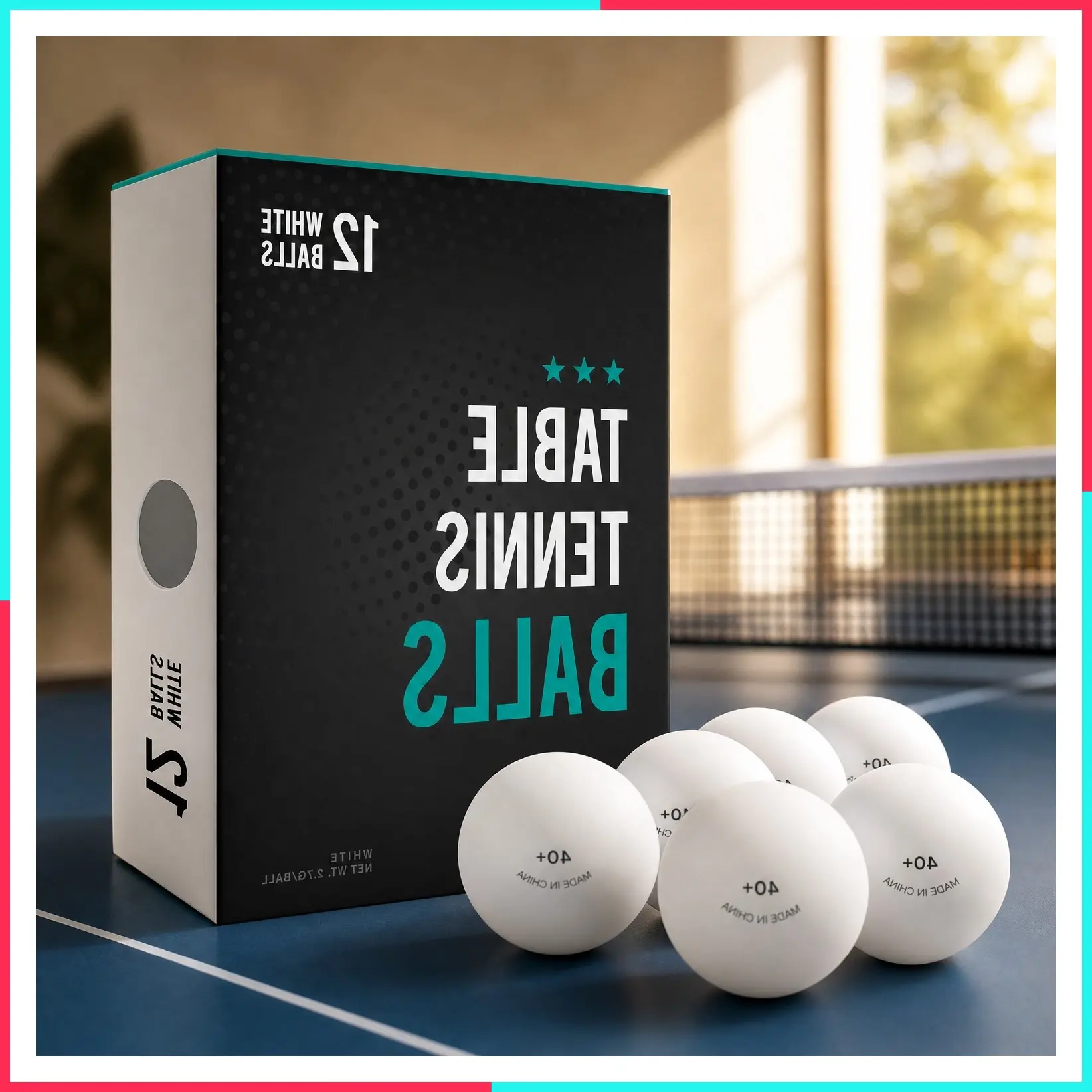High-Performance White 40+ Table Tennis Balls (12/24/60 Pack) | Premium ABS Plastic | Official Size & Weight | Indoor & Outdoor Games