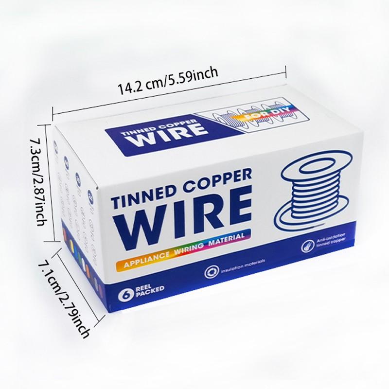 1 Set 16/18/20/22/24/26/28/30 AWG PVC tinned copper Electrical Wire Kit, 6 Color, Tinned Copper wire,For DIY Projects,LED Wire,Home Electrical,Power Wiring,electronic equipment，Car Speaker Wire, AWG Wires