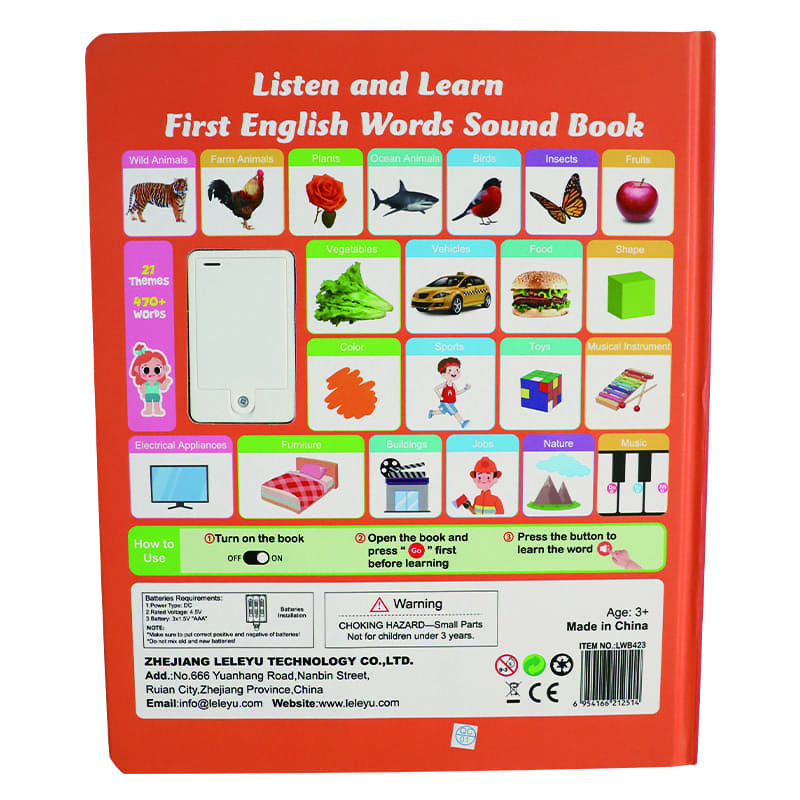 Toddler 1-6 Year Old,My First English Sound Toy – 470+Words, 21 Themes, Fun Word Game Bilingual Toys, Juguete Educativo for Educational Language, School Education Perfect Educational Gift Talking Flash Cards Nursing Flashcards Multifunction.