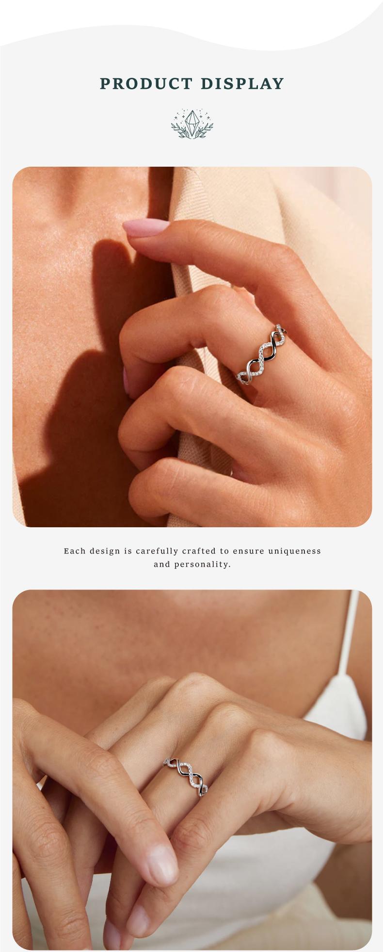 Moi Mart Twist Design Synthetic Moissanite Ring – Sleek unlimited stack band S925 Sterling Silver Jewelry for Women, Perfect Gift and everyday wear