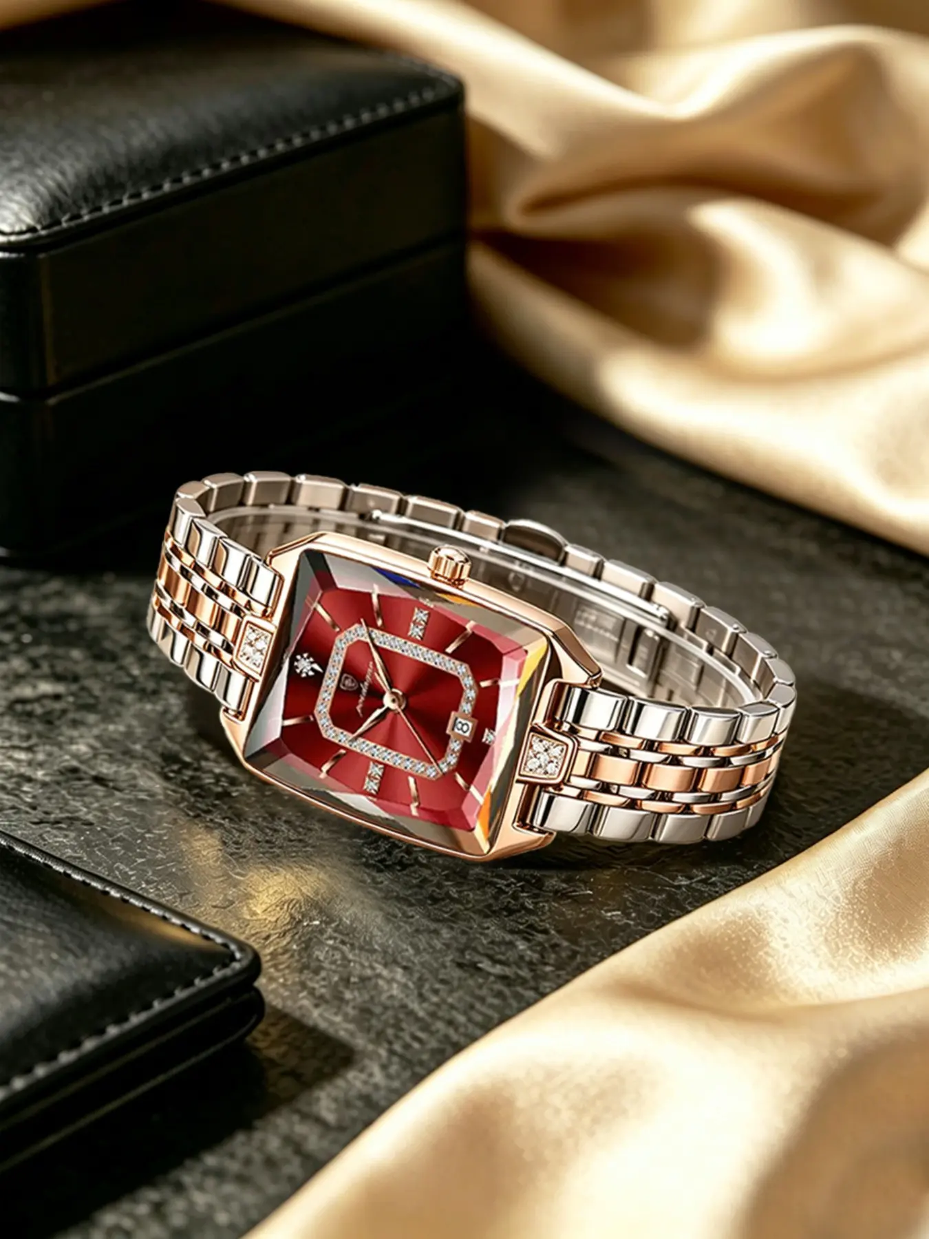 POEDAGAR Women's Quartz Watch Waterproof Date Stainless Steel Rectangular Women's Watch Exquisite and Versatile Small Fashion Watch