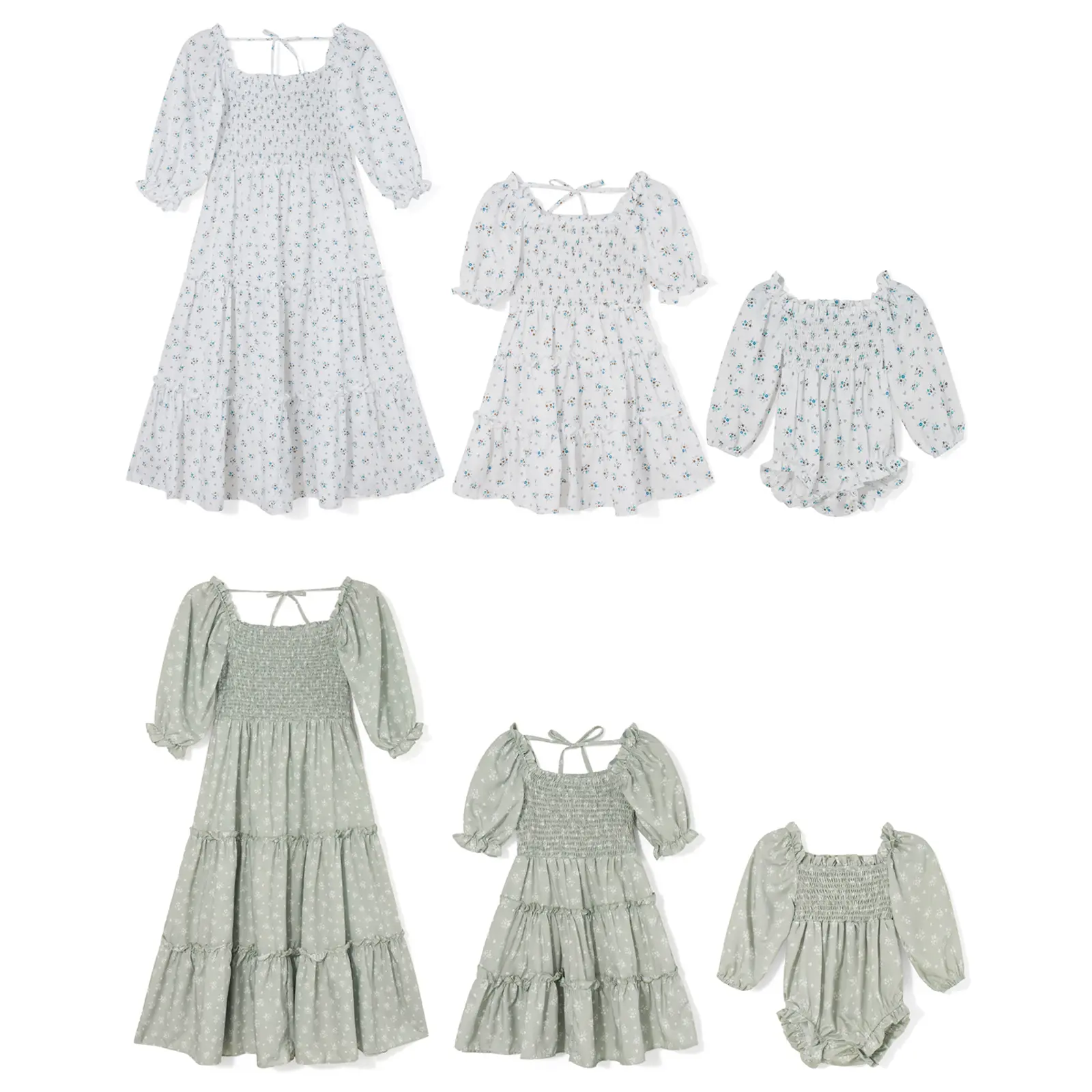 Mother Daughter Matching Floral A Line Dress Mom and Me Summer Family Outfit