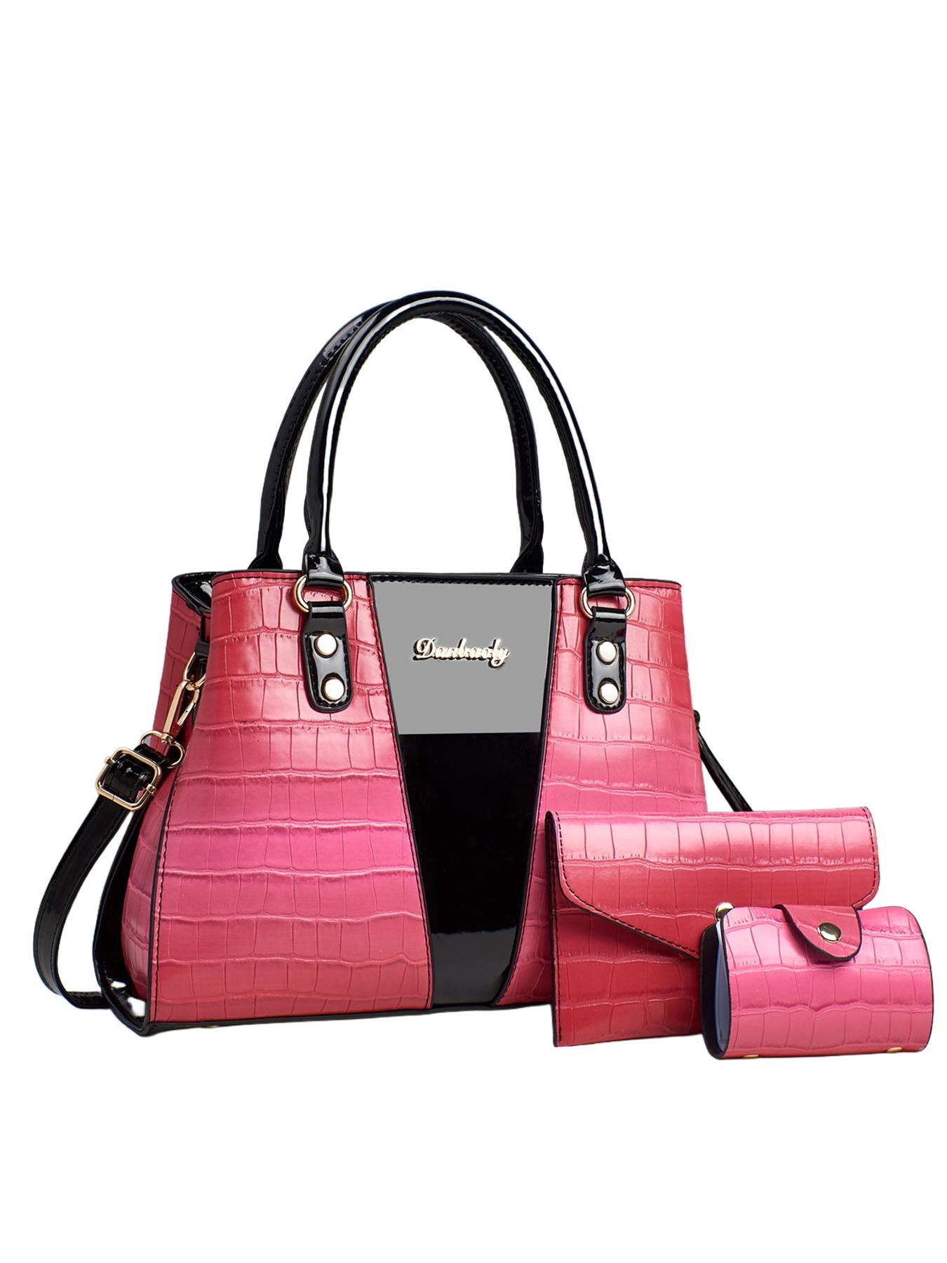 Gradient Crocodile Pattern Handbag Set, Fashionable Large Capacity Multi-Layer Bag, Includes Coin Purse & Card Holder, Ideal for Women
