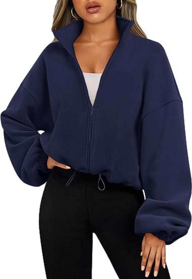 Women's Fleece Sports Jacket - Female Stand-Up Collar, Breathable, Zippered, Hand-Washable Outdoor Outerwear