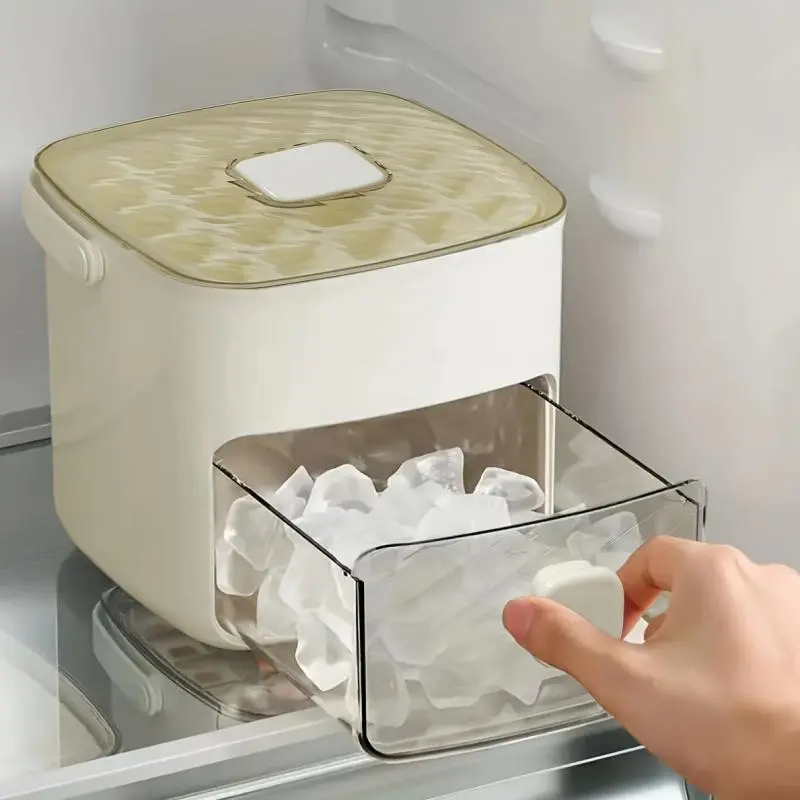 48-Cup Ice Maker with Easy Press Lid, Dual-Layer Portable Design, Includes Silicone Tray, Ideal for DIY Frozen Foods and Drinks, Desktop Ice Maker