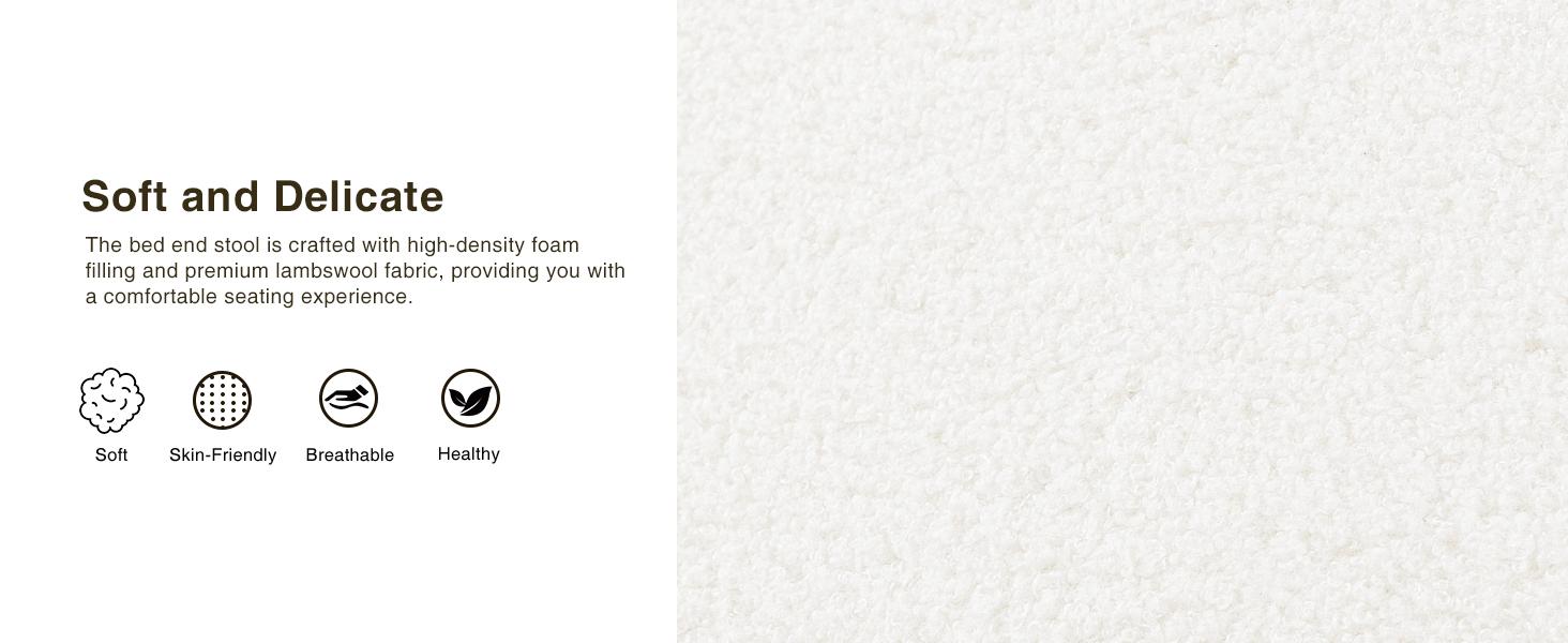 Vabches Modern White Storage Ottoman Bench With Metal Stand For Living Room