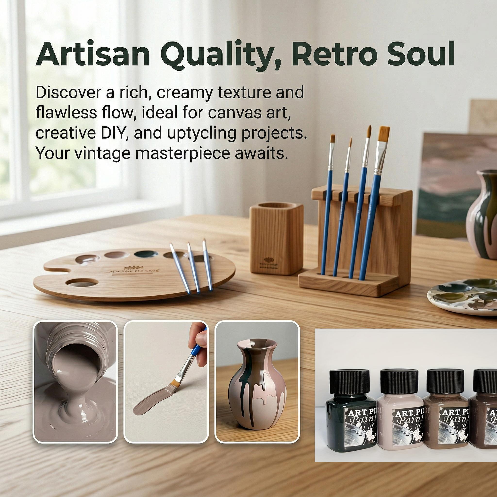 Vintage-Style 4-Color Artistic Pigments 30ML Soft Paints  | Creamy Texture for Retro Art, DIY Pet Clothing/Leather/Canvas/Stencil painting , Upcycling & DIY Vintage Creations，Christmas Creative Easy-Flow Formula Paints