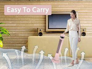 【NOT AC】Antarctic Star Tower Fan - Portable Electric Oscillating Fan with Remote Control, Quiet Operation, 3 Speed Settings & Timer Function. Bladeless Floor Standing Fan for Bedroom, Office & Indoor Use[No Cooling] (36 inch, Pink)