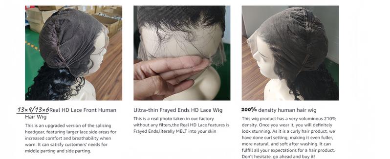 VIPbeauty Burmese Curly Wig 13x4/13x6 SKINLIKE Real HD Full Lace Frontal Wigs Human Hair 200% Density 16A Raw Burmese Curly Human Hair  Invisible 0.1mm Ultra-thin Frayed Ends  Wet and Wavy Transparent Lace Frontal Wigs  with Spiral End Natural Color