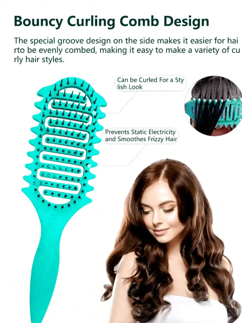 Curl Defining Vented Hair Brush for Curly & Wavy Hair – Detangling, Bounce & Volume Styling Brush with Hollow Design, Flexible Bristles, Gentle on Scalp, Curly Hair Detangler Brush Curl Defining Vented Hair Brush for Curly & Wavy Hair – Detangling, Bounce & Volume Styling Brush with Hollow Design, Flexible Bristles, Gentle on Scalp, Curly Hair Detangler Brush