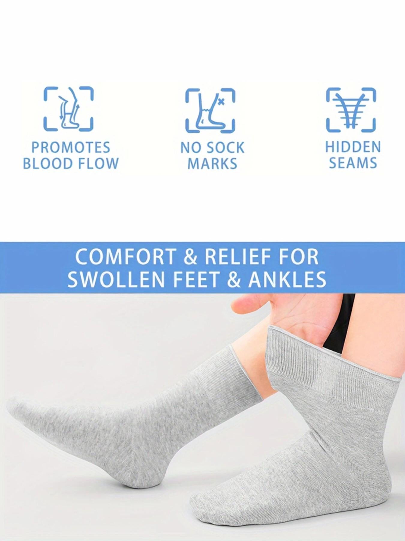 10 pairs of diabetic socks for men and women, comfortable high-stretch knit socks, breathable polyester spandex blend, ideal gift for seniors, loose fit with high elasticity, suitable for all seasons.