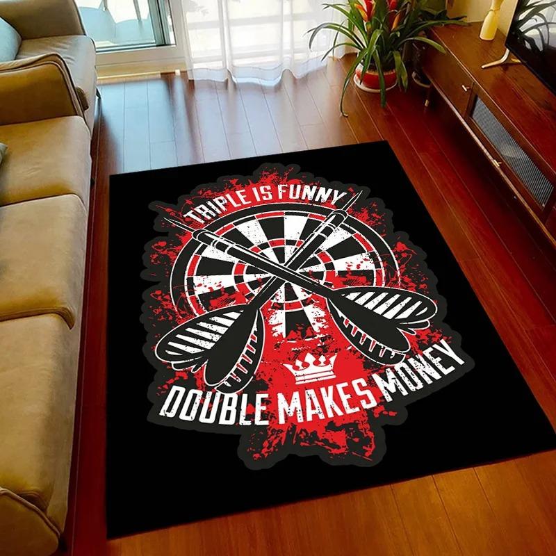 Keep Calm And Play Darts Flannel Area Rug - Dart Board Print Soft Mat for Game Room & Man Cave, Non-Slip Sports Home Decor #DartsRug #GameRoomMat #SportsHomeDecor #DartBoardCarpet #NonSlipFlannelRug