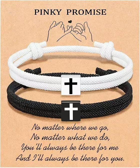 2pcs Adjustable Rope Cross Bracelet Braided Christian Bracelet for Men Women Teen Girls Fashion Jesus Bracelets Christian Baptism Gift 2pcs Adjustable Rope Cross Bracelet Braided Christian Bracelet for Men Women Teen Girls Fashion Jesus Bracelets Christian Baptism Gift