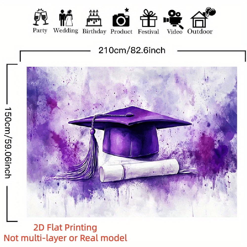 2D Flat Banner Reusable Graduation Banner, Polyester Fabric Background Decoration with Photo Props, Versatile for Home, Room, Wall & Party Decor
