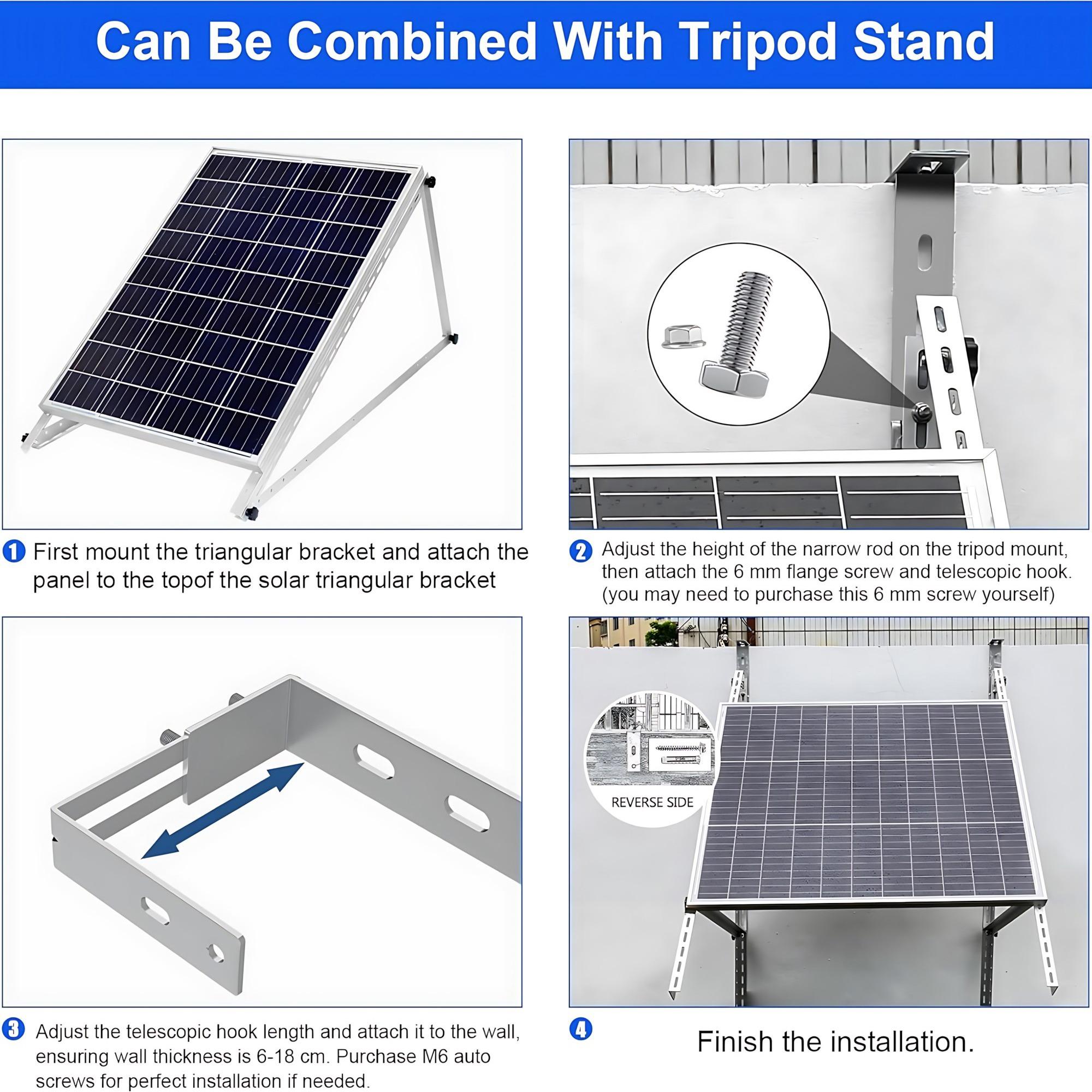 Balcony Solar Panel Mounting Bracket Kit, No-Drill Hooks for Square Railings, Rust-Proof & Damage-Free, Easy Installation for Home PV Systems. Efficient & Durable Balcony Solar Mounts.