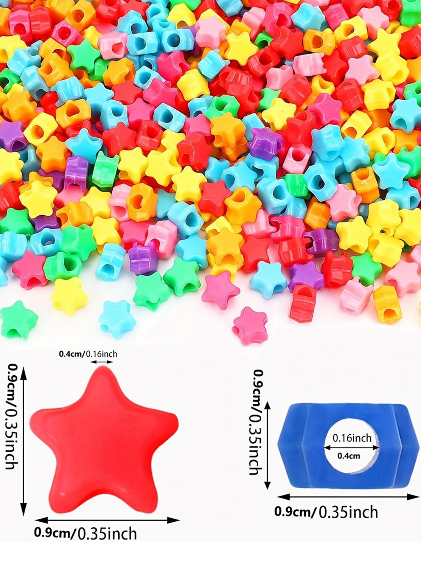 1200pcs Star Unicorn Beads, Rainbow Star Beads Bulk Large Hole, Party Decor Jewelry Making, Bracelets, Keychains, Craft Supplies