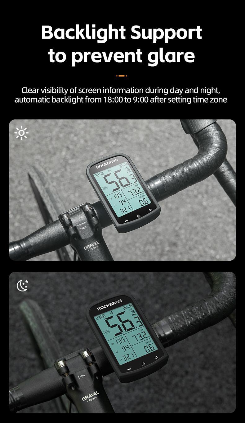 ROCKBROS Bike Computer Wireless Cycling Computers ANT+ Bluetooth Bicycle Computer Mini Speedometer Odometer Waterproof 2.9inch LCD Screen GPS/BDS/Galileo Position System