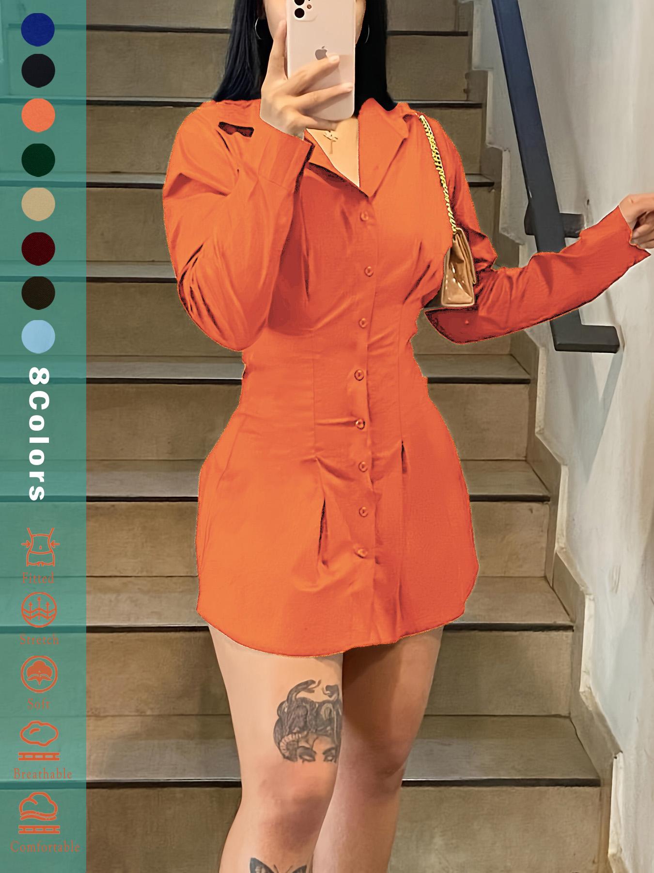 Solid Color Button-Up Woven Fit Mini Dress with Asymmetrical Hem, Elastic Ruffled Waist Design for Casual and Party Wear, Trending Tiktok Style for Teen Girls, Womenswear