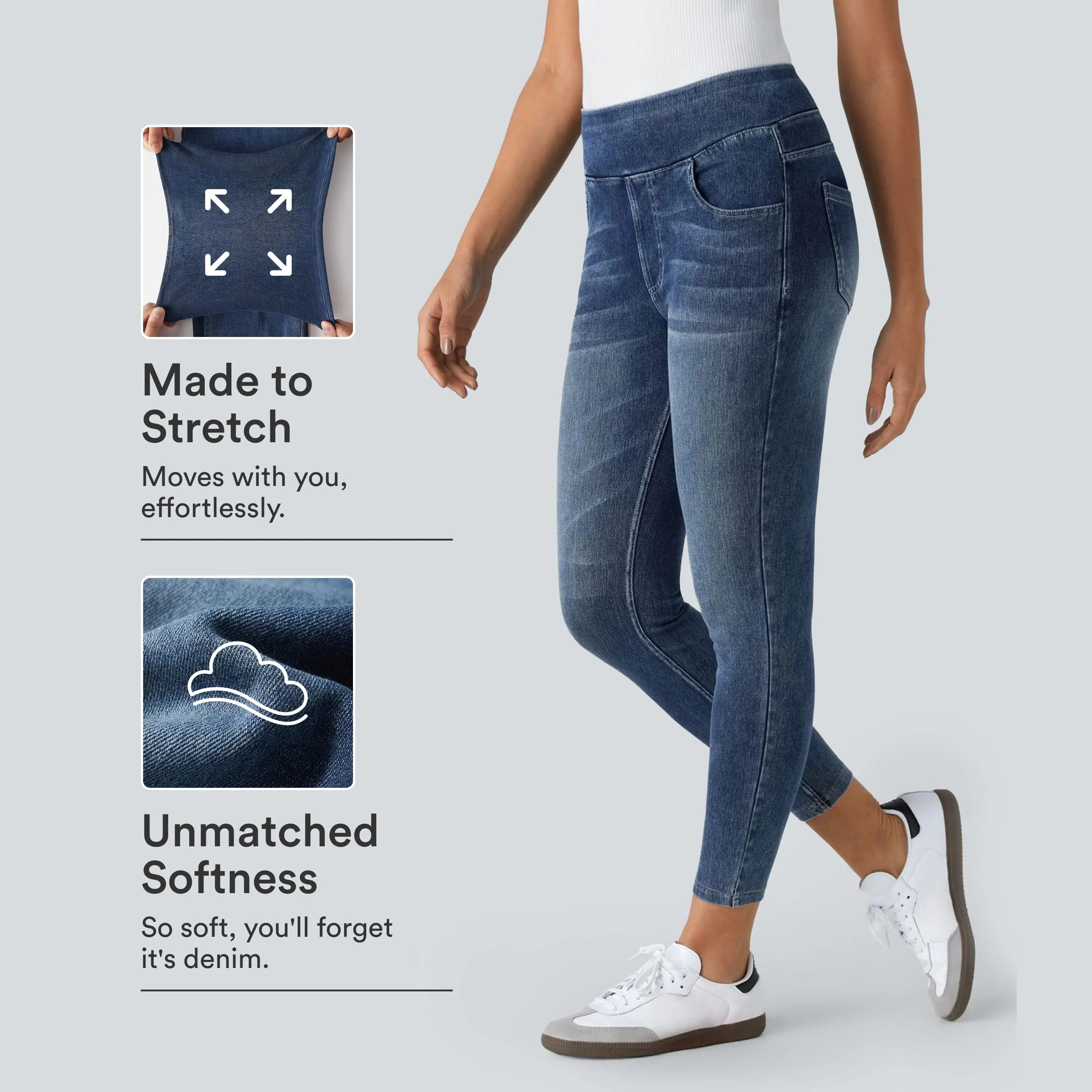 Halara Flex™ High Waisted Pockets Denim Casual Leggings Halara Flex™ High Waisted Pockets Denim Casual Leggings
