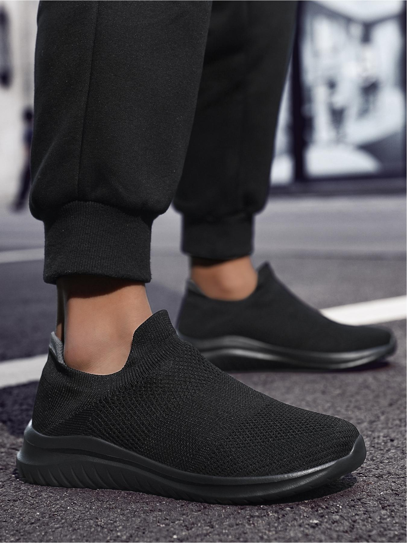 1 Pair of Unisex Flyknit Slip-On Casual Shoes - Flyknit Knitted Upper + Elastic Slip-On Collar, Suitable for Work Commute & Shopping Travel Scenarios, Breathable & Comfortable Easy To Wear Lightweight & Non-Slip