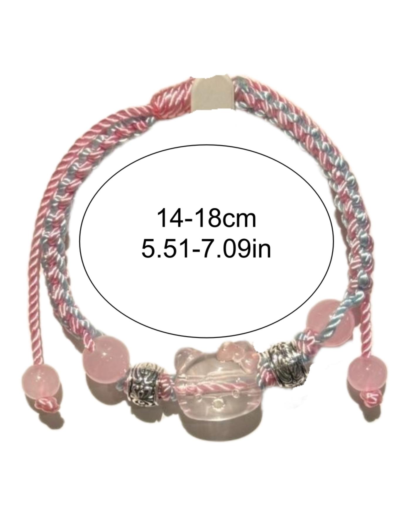 Hellokitty Handmade Blue Wristband Bracelet, Cute Student Bff Gift, Unique Cat Accessory, Perfect for Friends