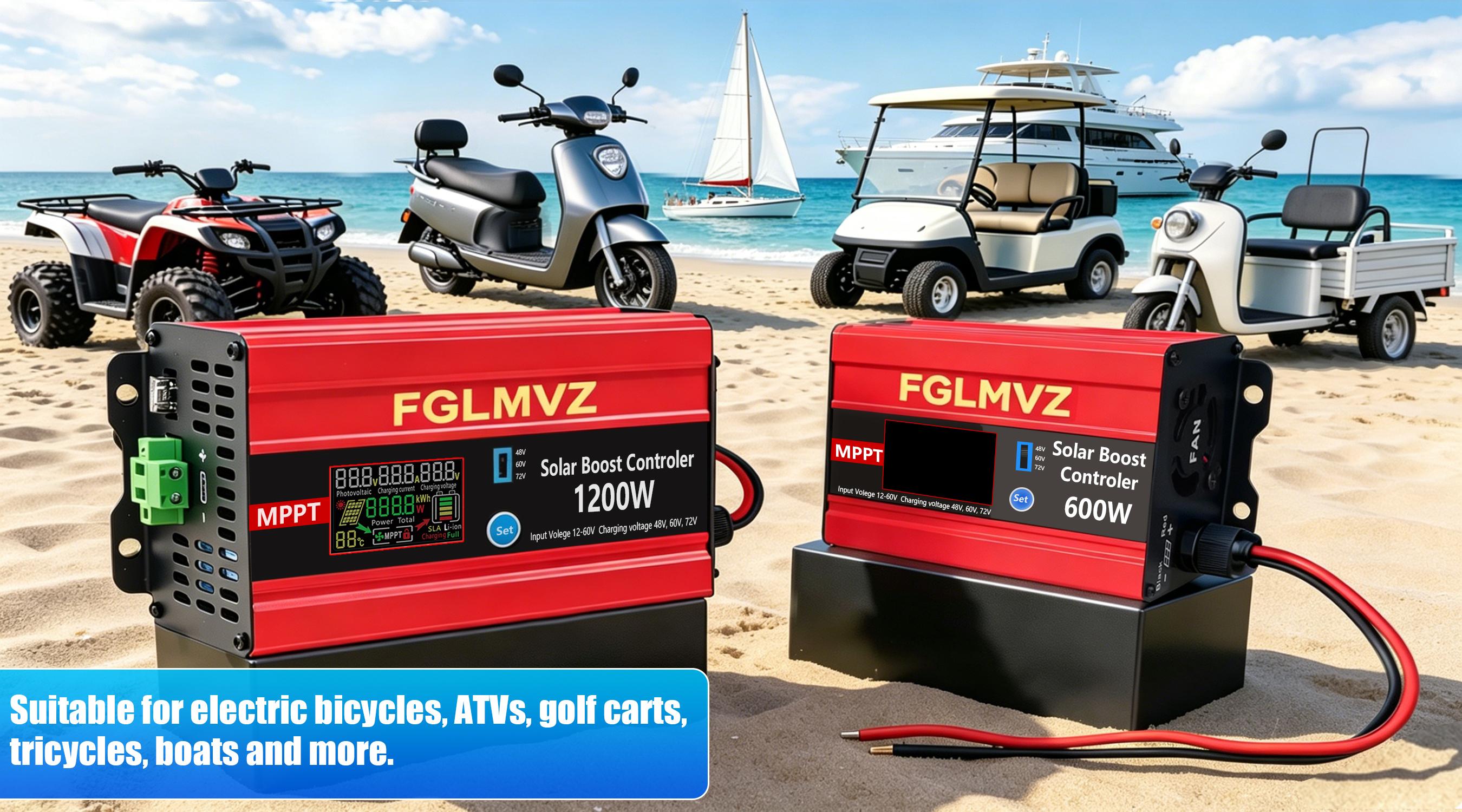 1200W Boost MPPT Solar Charge Controller - 12-60V Wide Voltage Input, 30A with LCD, 15A Max Output for LiFePO4/Lithium/Lead Acid Batteries, Solar Powered Charger for Golf Carts, Motorhome PV Systems