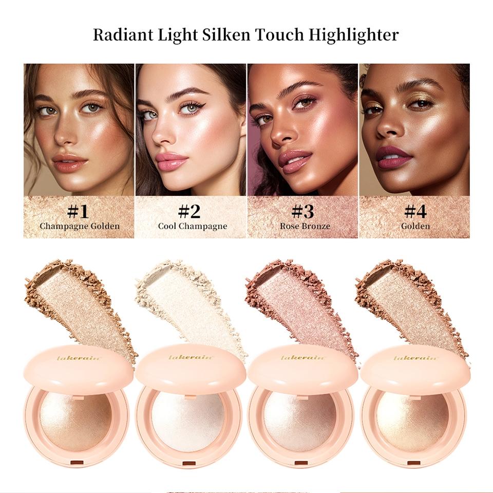 4-colour cream highlighter; illuminating highlighter; glitter highlighter; contouring highlighter all-in-one; ginger-toned highlighter; pearlescent highlighter; facial illuminating highlighter; subtle shimmer highlighter; intense shimmer highlighter