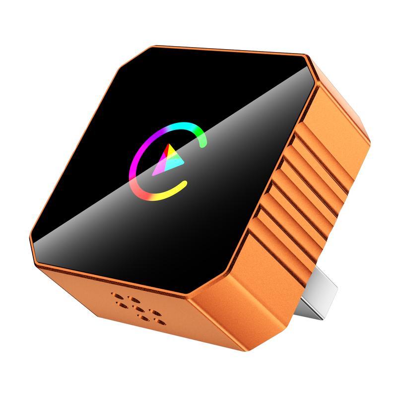 2026 New Orange CarPlay Wireless Adapter, Carplay Stick, compatible with iPhone/Android, fast connection, no delay, hands-free calling, electronic charger, high-quality material, perfect gift for boyfriend for Christmas or birthday