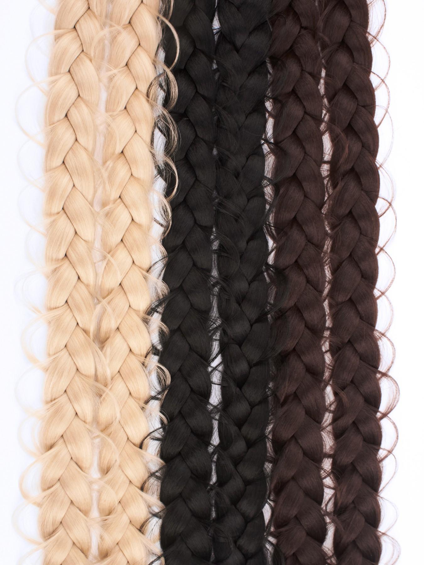 Synthetic Braided Ponytail Extensions, Boxing Braid Wraparound Ponytail, 28 Inch Three Strand Hair Extension, Elastic Hair Tie