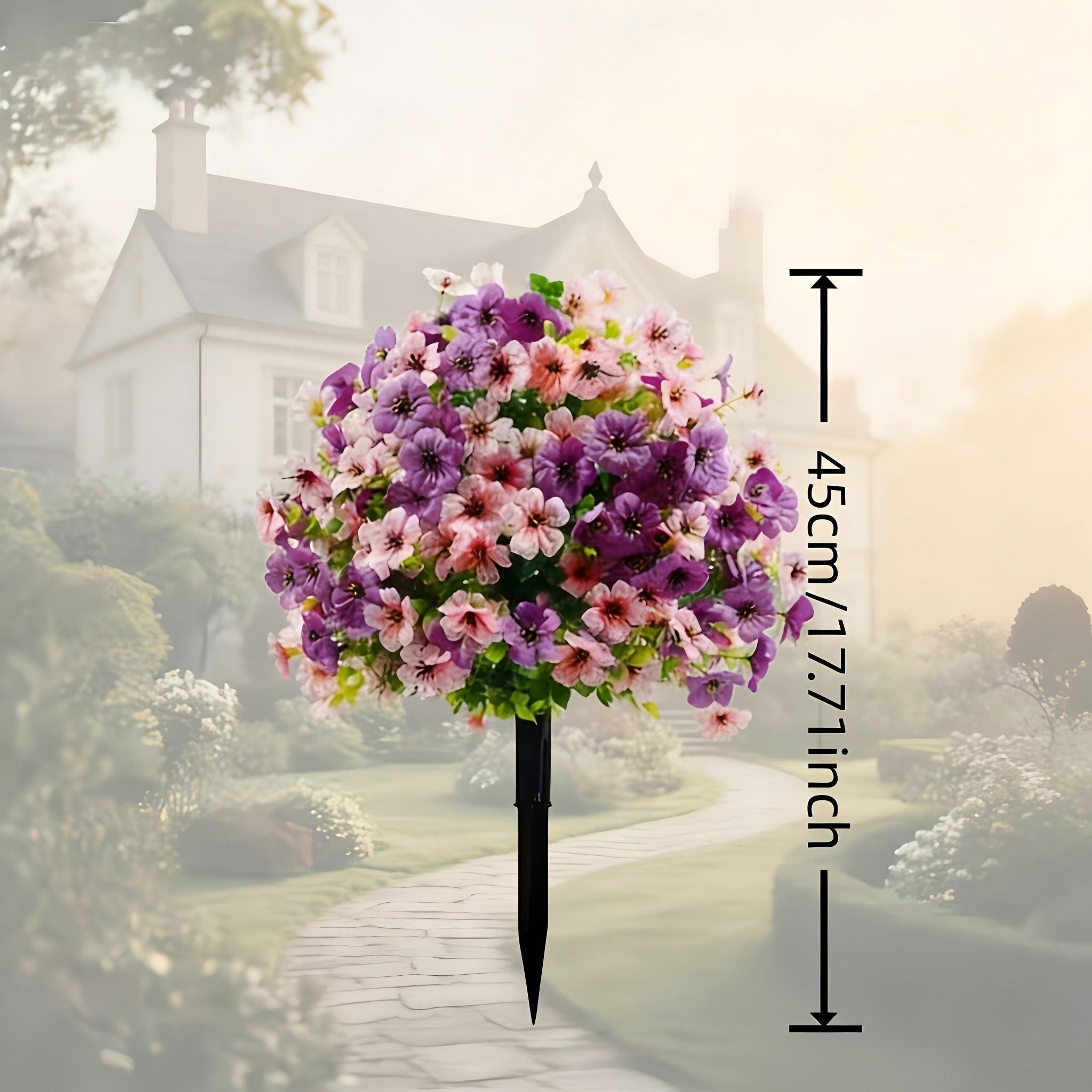 1/2 Pack Artificial Violet Tree with Ground Stake, UV Resistant Plastic Fake Flower Bush, Vibrant Faux Flowers, Decorative Faux Flowers, Artificial Flower Decorations, Colorful Flowers for Indoor Outdoor Easter Garden Wedding Decor, Artificial Plants