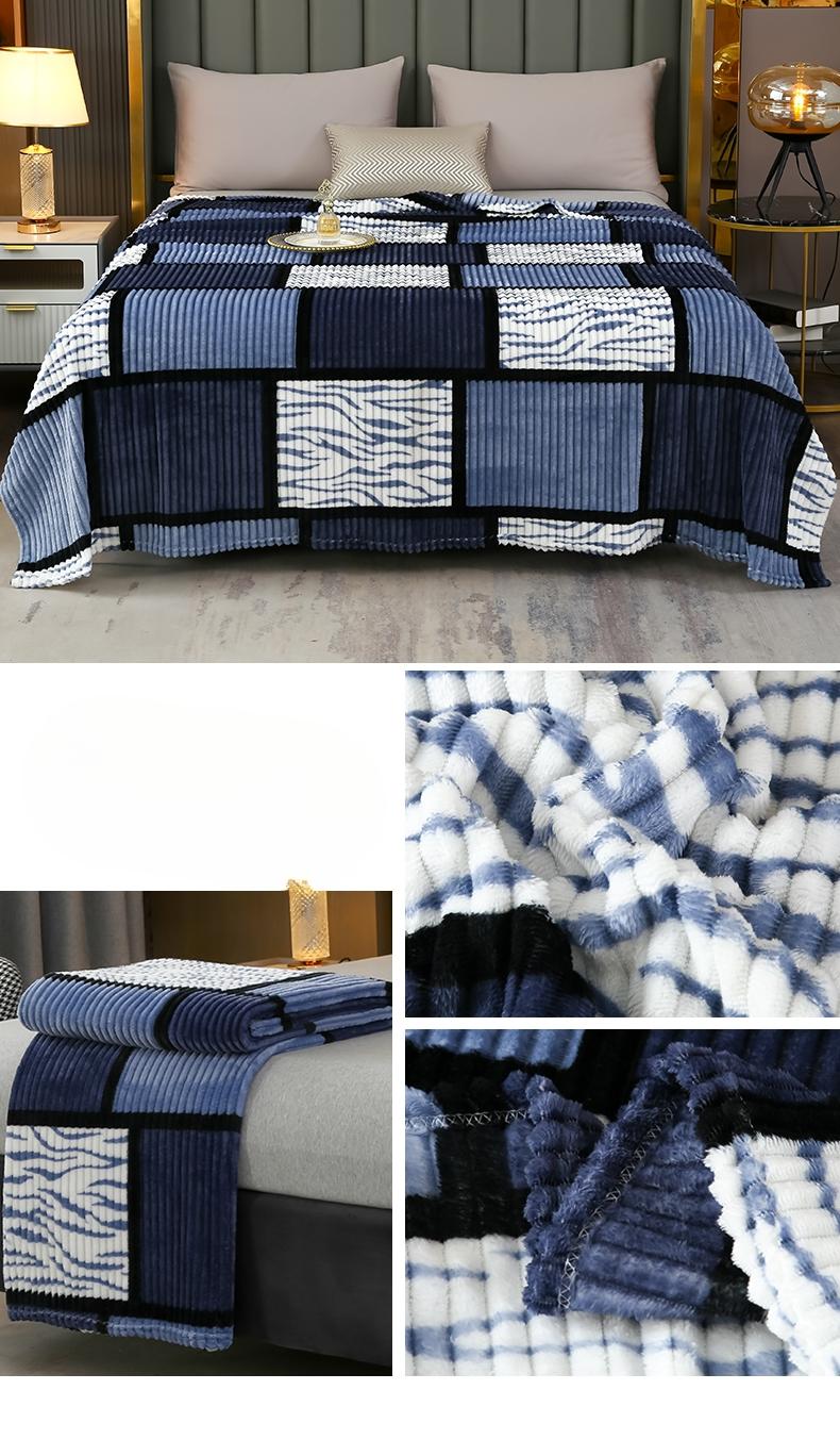 New Plaid Striped Magic Velvet Printed Blanket Flannel Milk Velvet Throw