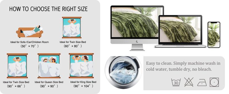 Exclusivo Mezcla Soft Fleece Throw decor  Blanket, Stylish Jacquard Throw Blanket for Couch or Bed, Fuzzy Cozy Lightweight for All Season