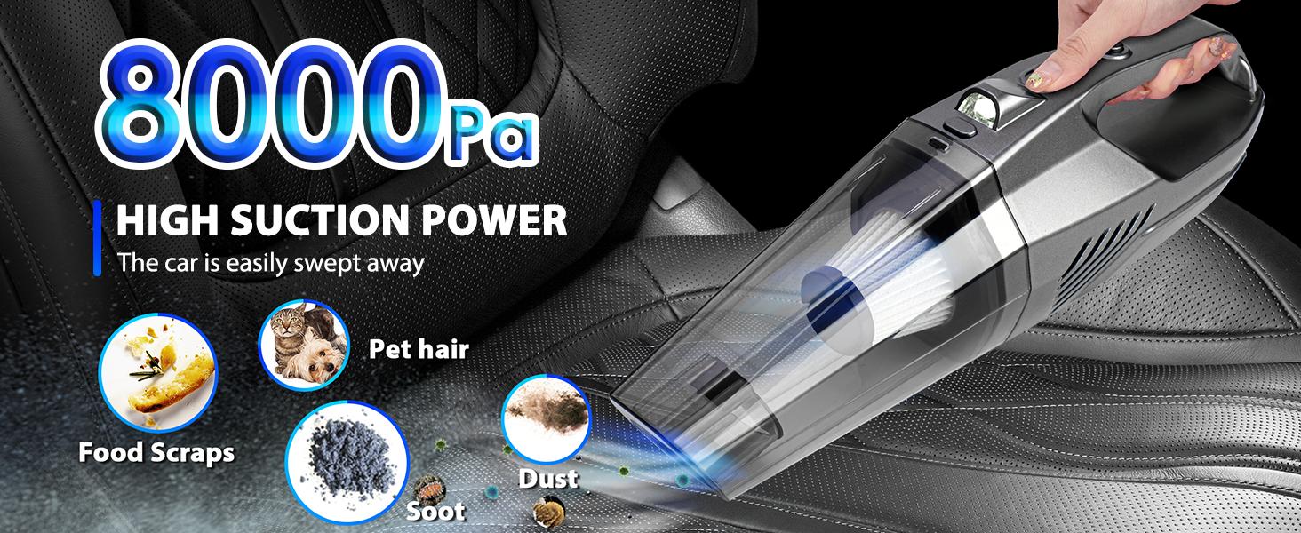 THINKWORK Car Cleaning Kit with 8000PA High Power Vacuum, 21-Piece Set for Spotless Interior, Includes Brushes & Microfiber Towel, Ideal Gift for Car Enthusiasts - Automobile Cleaner