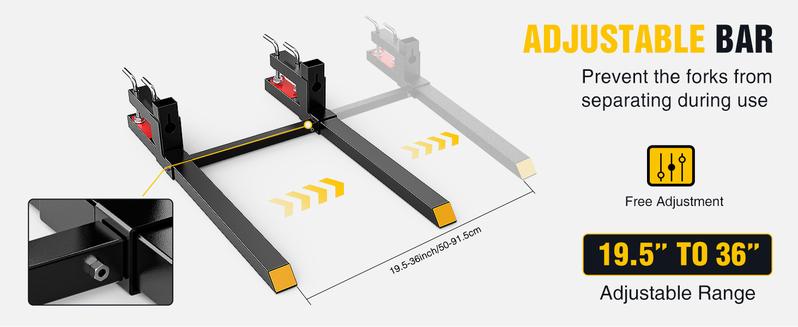 Nilight 60" 4000lbs Clamp on Pallet Forks Heavy Duty Tractor Forks with Adjustable Stabilizer Bar for Loader Bucket Skid Steer Tractor
