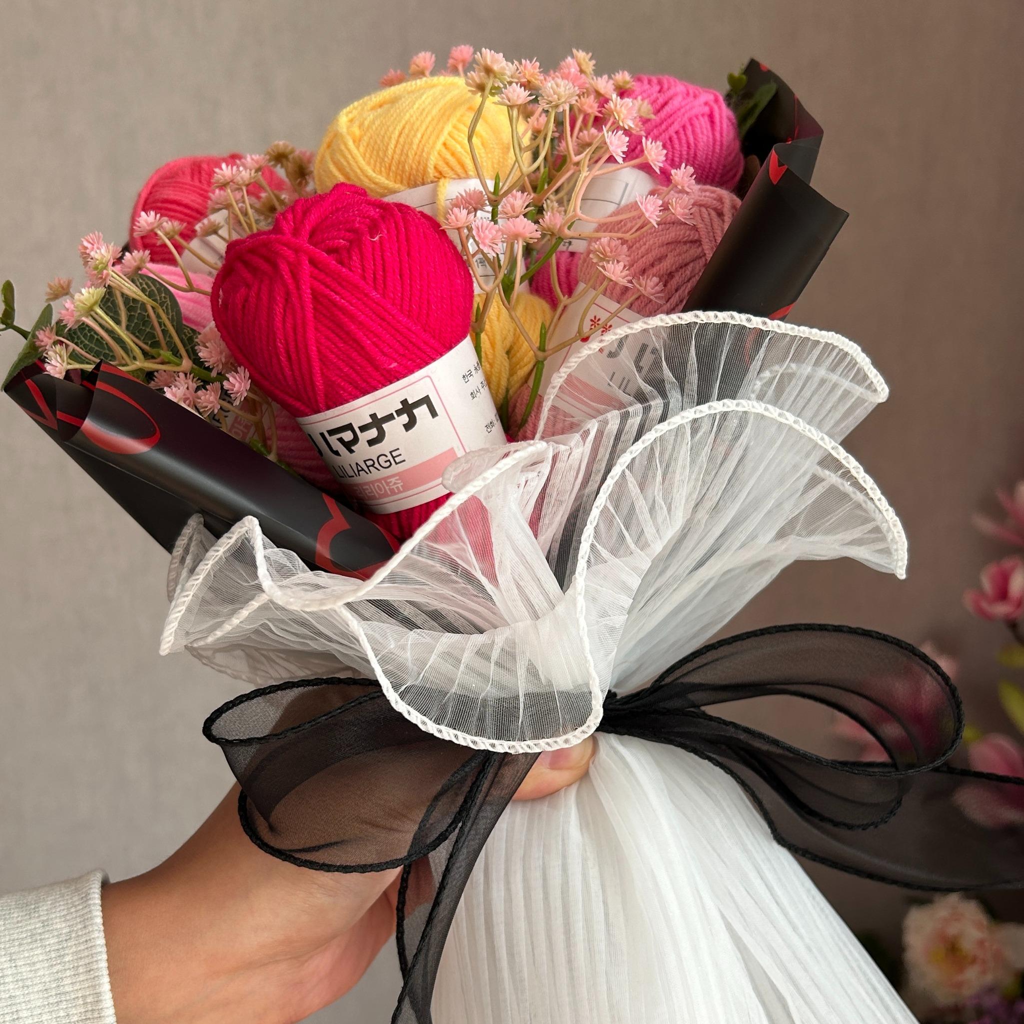 Knitted Bouquet Customizable Gift Anniversary Present with Packaging, Hooked Flower Doll DIY Any Favorite Knit Item Christmas Thanksgiving