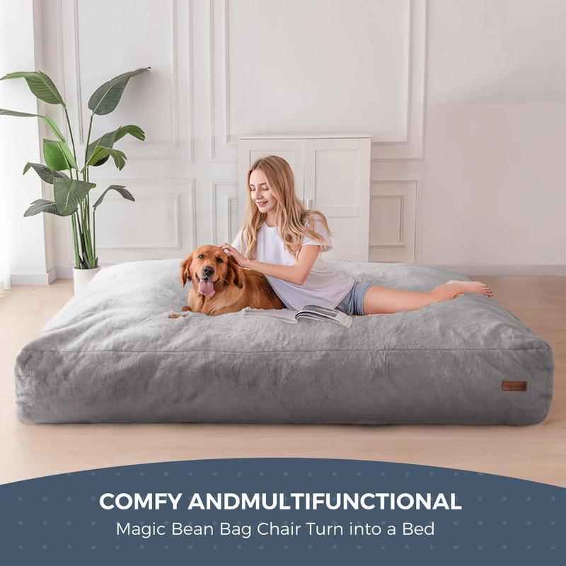 MAXYOYO Giant Bean Bag Bed, Faux Fur Convertible Bean bag to bed Folds from Lazy Chair to Floor Mattress Bed MAXYOYO Giant Bean Bag Bed, Faux Fur Convertible Bean bag to bed Folds from Lazy Chair to Floor Mattress Bed