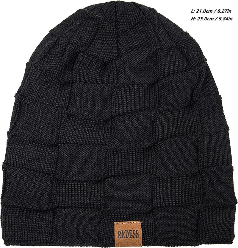 REDESS 2PC Unisex Outdoor Winter Warm Hat Sports Windproof Cold Hat Warm Thick Lined Skully Knit Hat for Men & Women