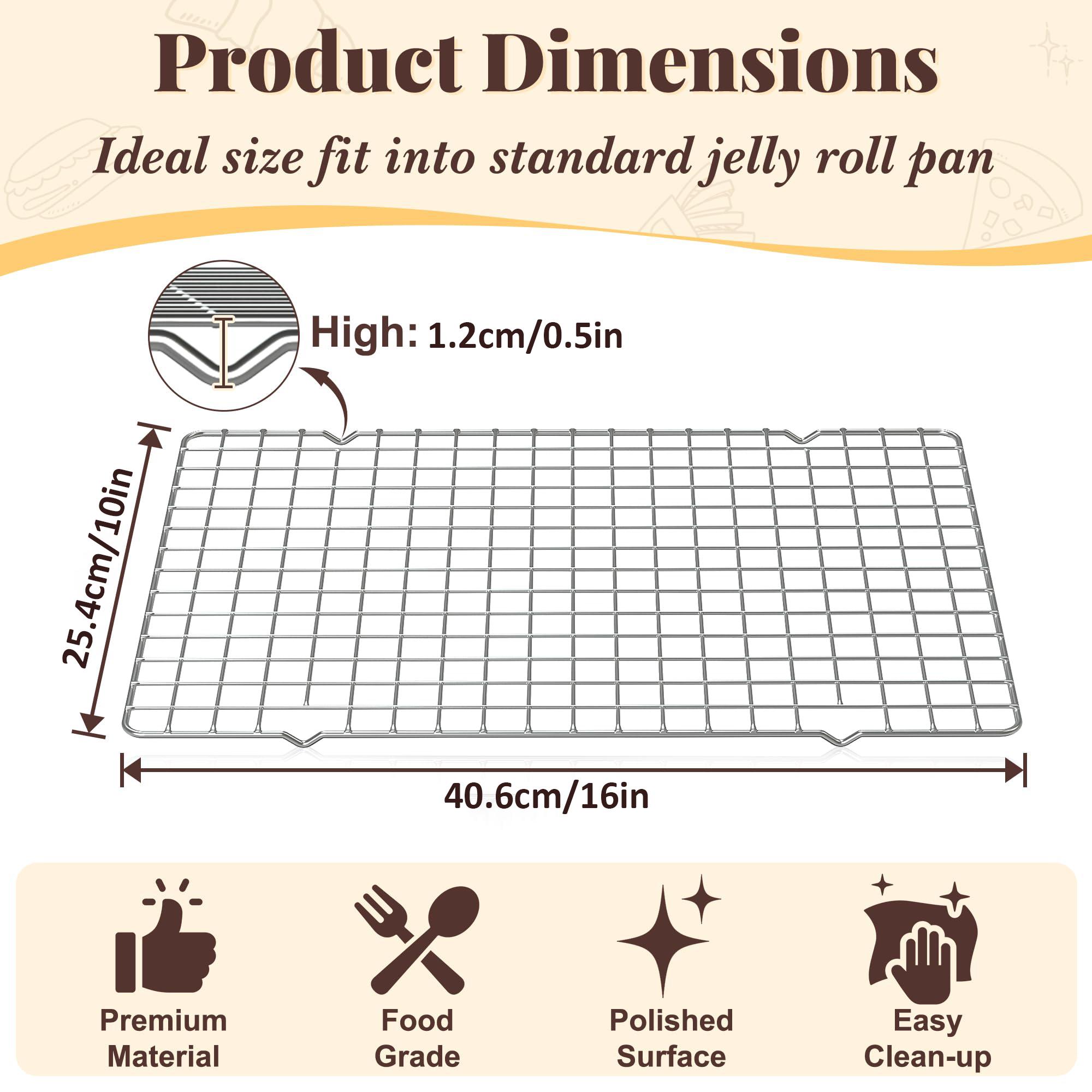 2 PCS 10" x 16" Cooling Racks for Cooking and Baking -  Grid Wire Baking Rack for Oven Cooking, Baking, Grilling, Roasting - Dishwasher Safe Bacon Rack - Fits Half Sheet Cookie Pan