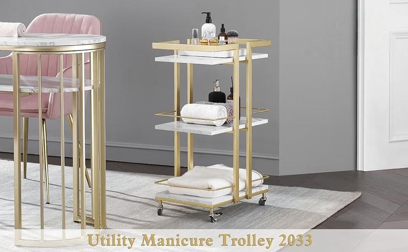 Utility Salon Trolley, Metal Storage Rolling Barber Trolley with Wheels, Golden Esthetician Cart, Multi-Purpose 3-Tier Mobile Facial Trolley, Suitable for cosmetic storage, etc,Nail Cart 2033 (White) Utility Salon Trolley, Metal Storage Rolling Barber Trolley with Wheels, Golden Esthetician Cart, Multi-Purpose 3-Tier Mobile Facial Trolley, Suitable for cosmetic storage, etc,Nail Cart 2033 (White)