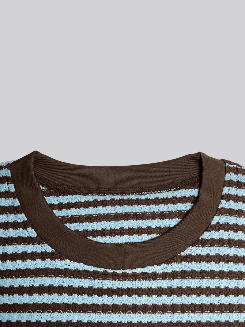 Women's Casual Striped Long Sleeve Top + Shorts Set, 2 Piece, Comfortable and Stylish, Perfect for Daily Wear