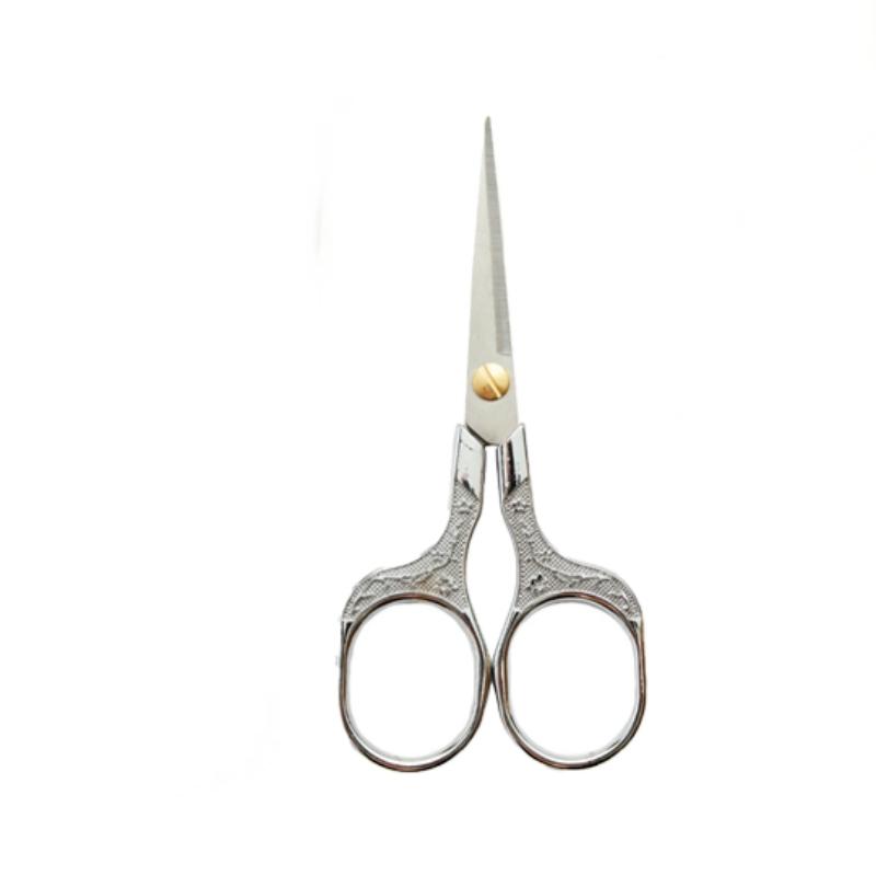 Vintage Engraved Stainless Steel Scissors, Sharp Point Eyebrow Trimmer, Handmade Paper Cutter, Home Office Use, Durable & Precise