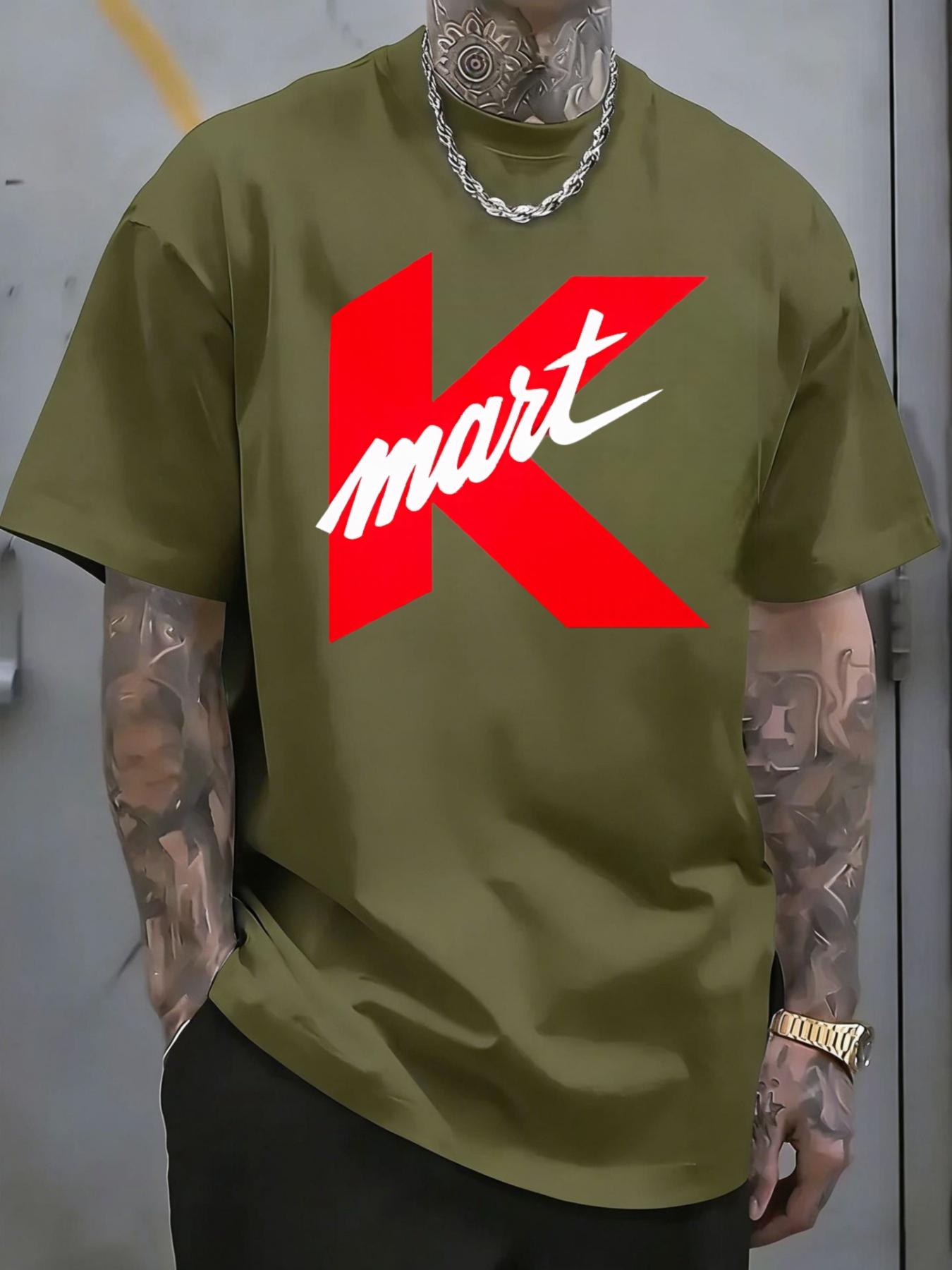 Men's T-shirt, Kmart letter print trendy short sleeve, casual street style outfit