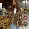 Women's Plaid Checkered Knit Cardigan, Lantern Sleeve Loose-Fitting Sweater, Casual Fall & Winter Fashion, Unique Design, Style, New Arrival, Womenswear, cozy Knitwear