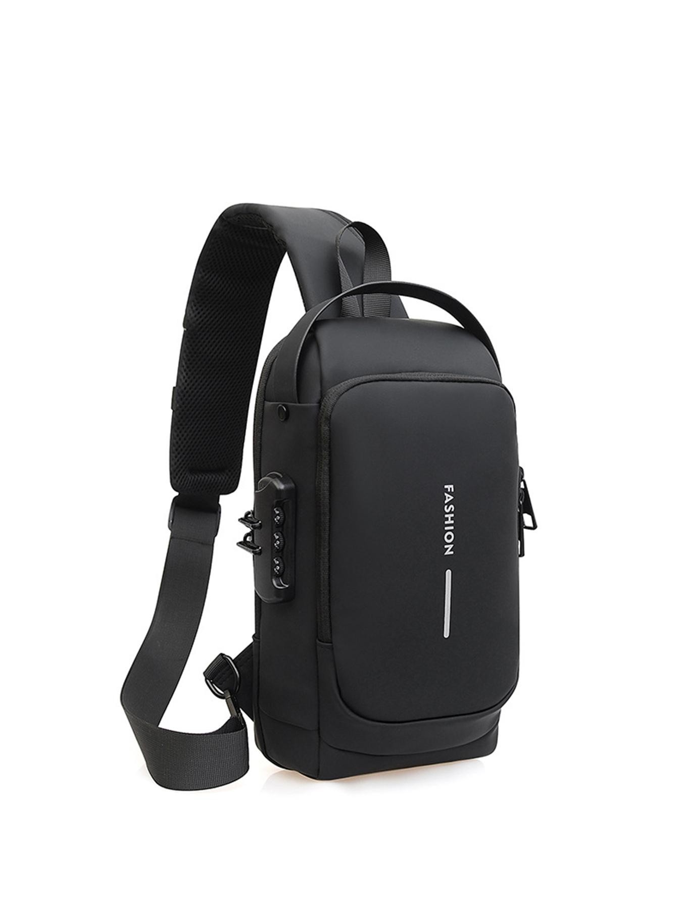 Fashion Motorcycle Bike Sling Bags Waterproof Chest Bags Shoulder Crossbody Bag with USB Charging Port Lock Anti Theft Moto Bag for Men Male,Gift,Daily Use